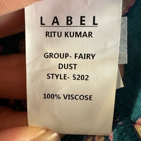 NWT LABEL RITU KUMAR Floral Print Sheath Smocked Dress with Bishop Sleeves Large - Picture 14 of 14